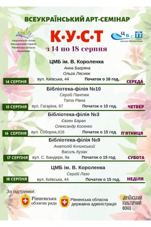 Всеукраїнський Арт-семінар «КУСТ» в книгозбірнях міста